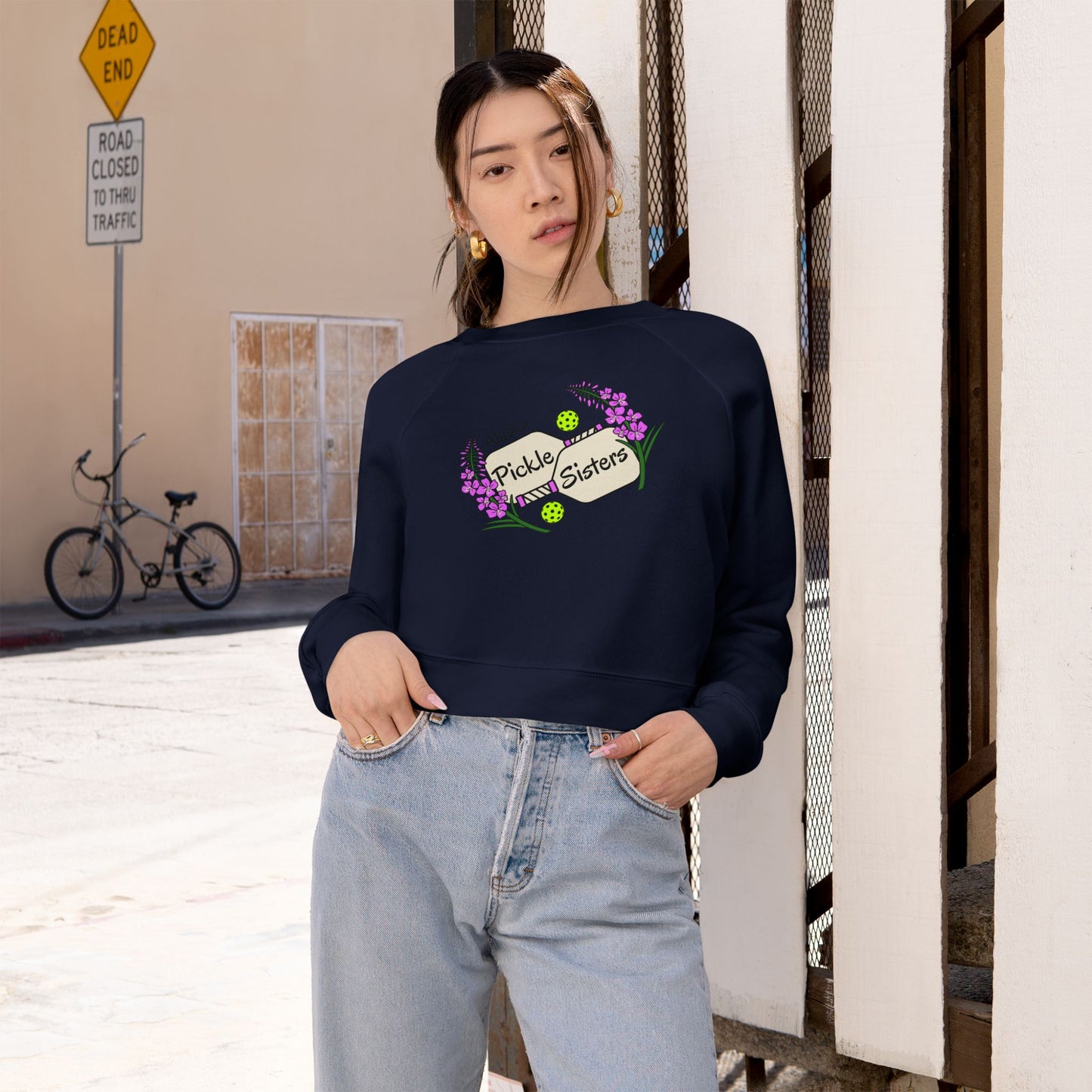 Cropped Pullover — "Babe Sistas" Graphic Fleece