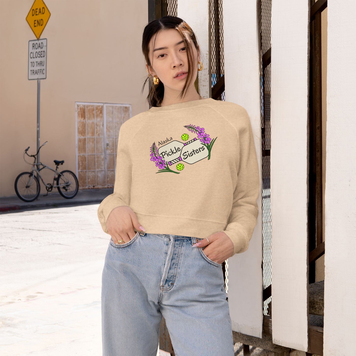 Cropped Pullover — "Babe Sistas" Graphic Fleece