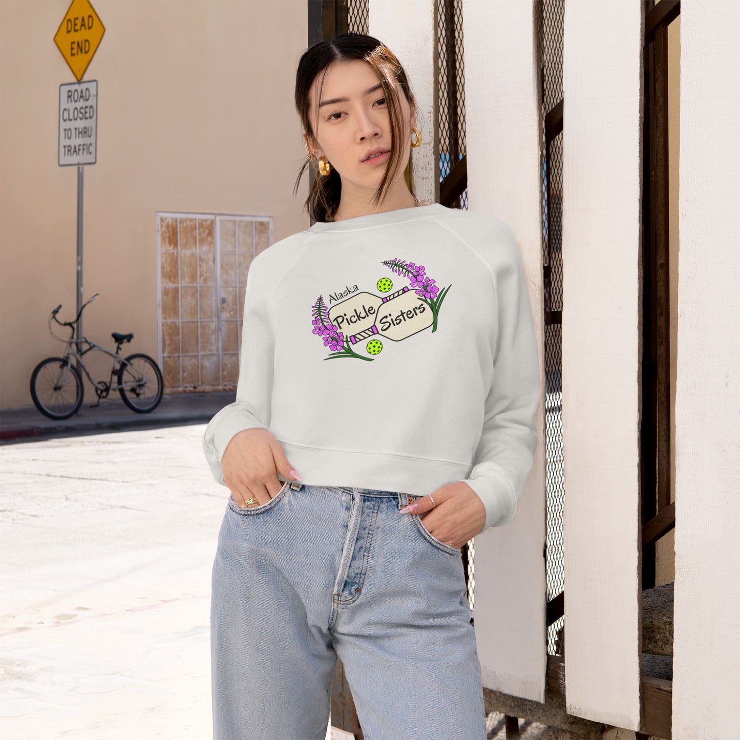Cropped Pullover — "Babe Sistas" Graphic Fleece