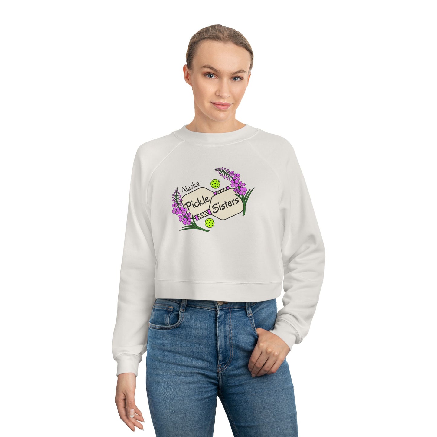 Cropped Pullover — "Babe Sistas" Graphic Fleece