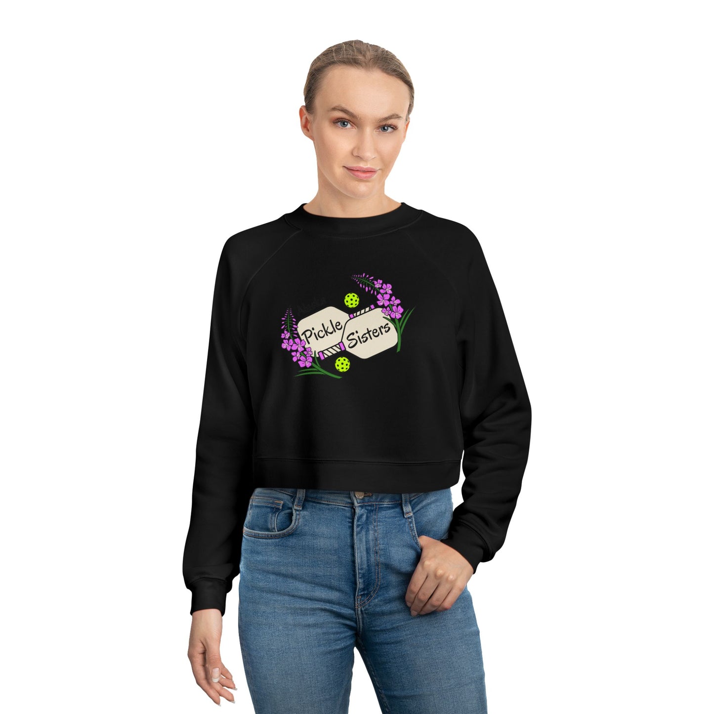 Cropped Pullover — "Babe Sistas" Graphic Fleece