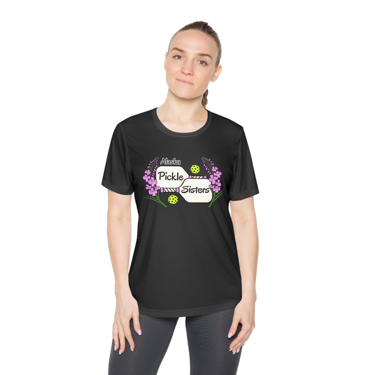 Ladies Pickleball Sister Tee — "Pickle Sisters" Floral Pickleball Shirt