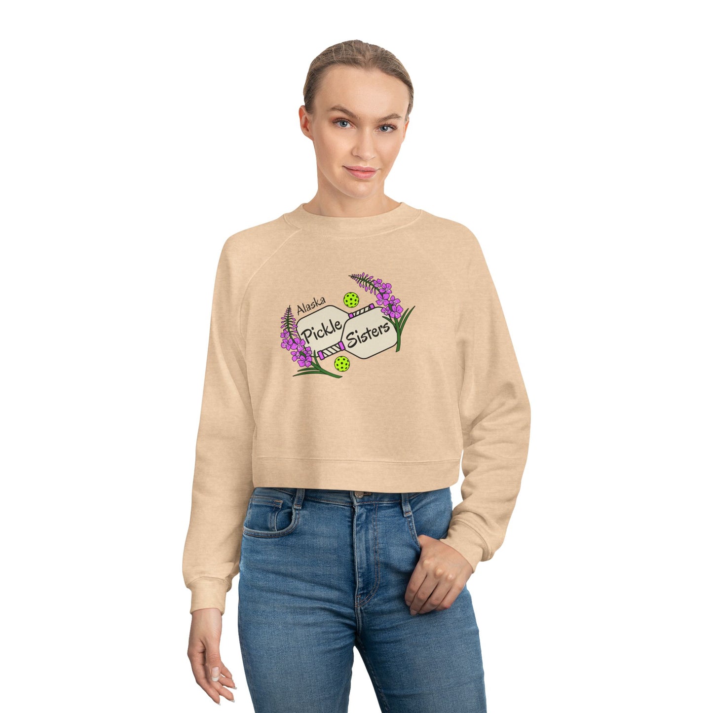 Cropped Pullover — "Babe Sistas" Graphic Fleece