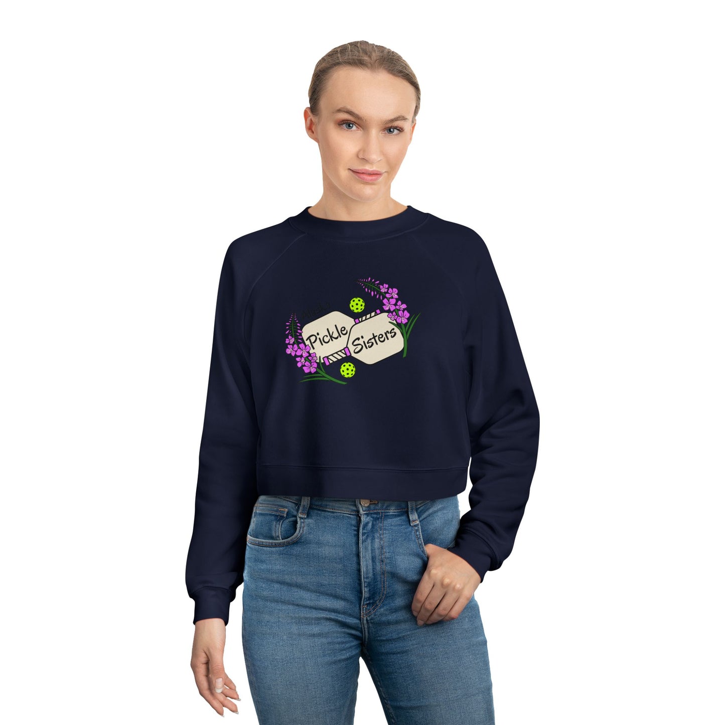 Cropped Pullover — "Babe Sistas" Graphic Fleece