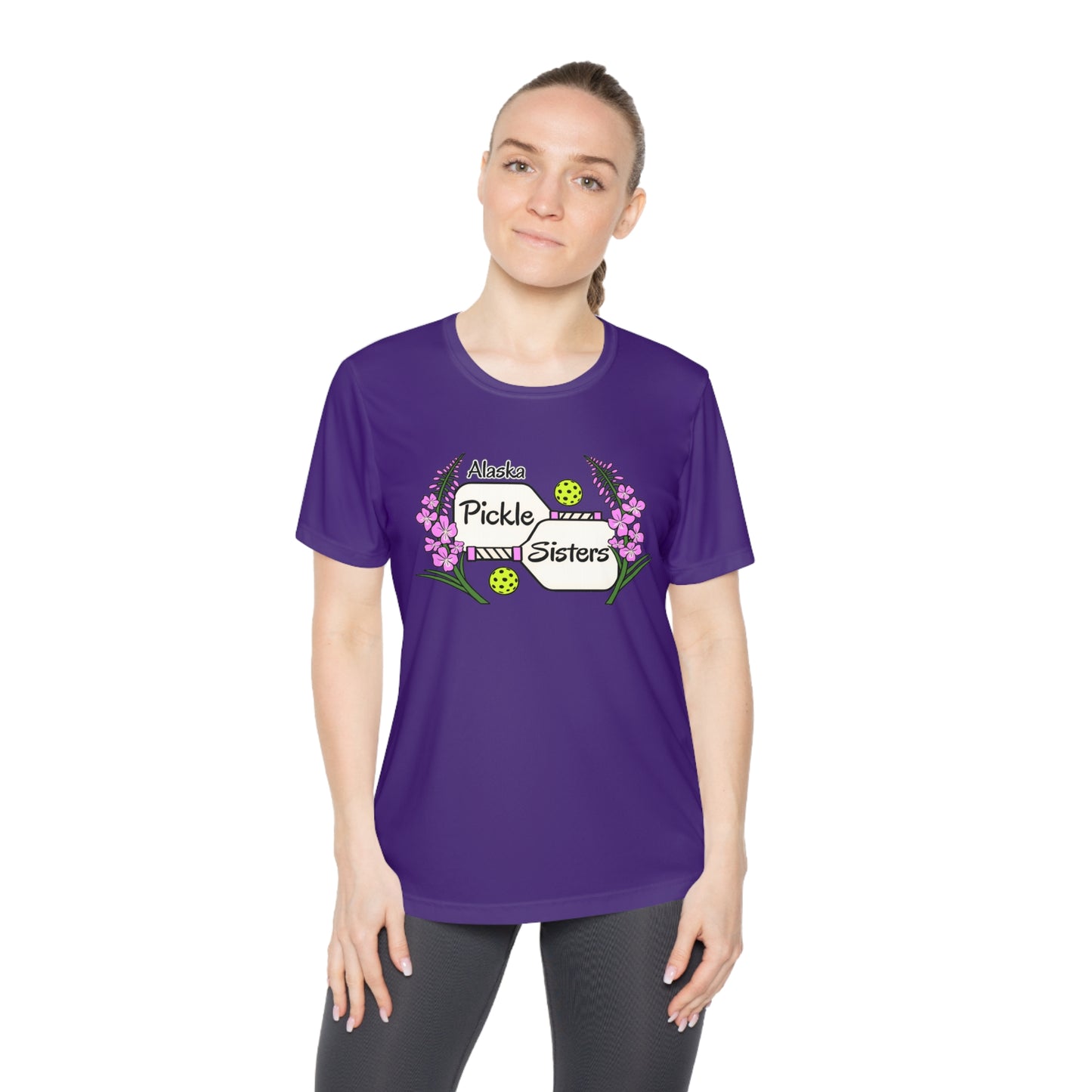 Ladies Pickleball Sister Tee — "Pickle Sisters" Floral Pickleball Shirt