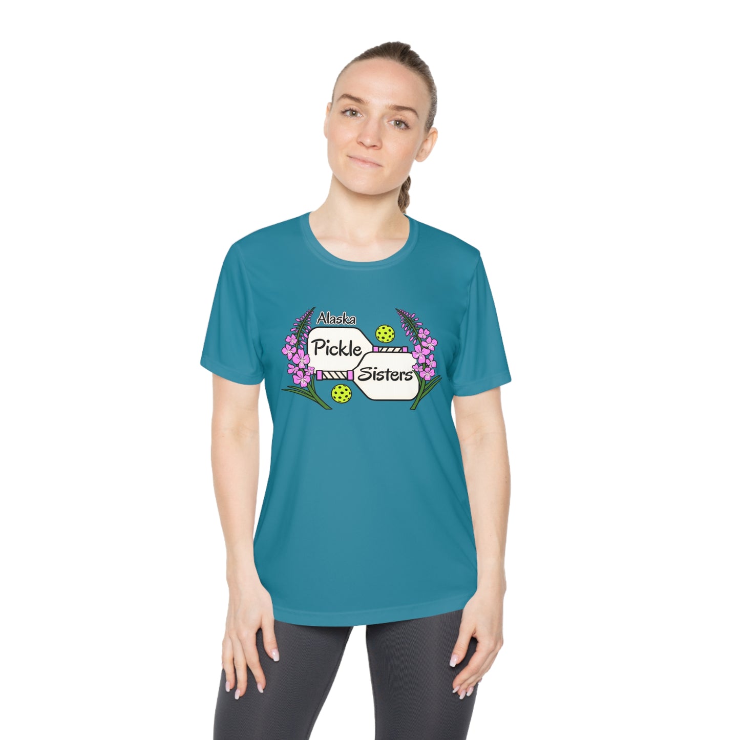 Ladies Pickleball Sister Tee — "Pickle Sisters" Floral Pickleball Shirt
