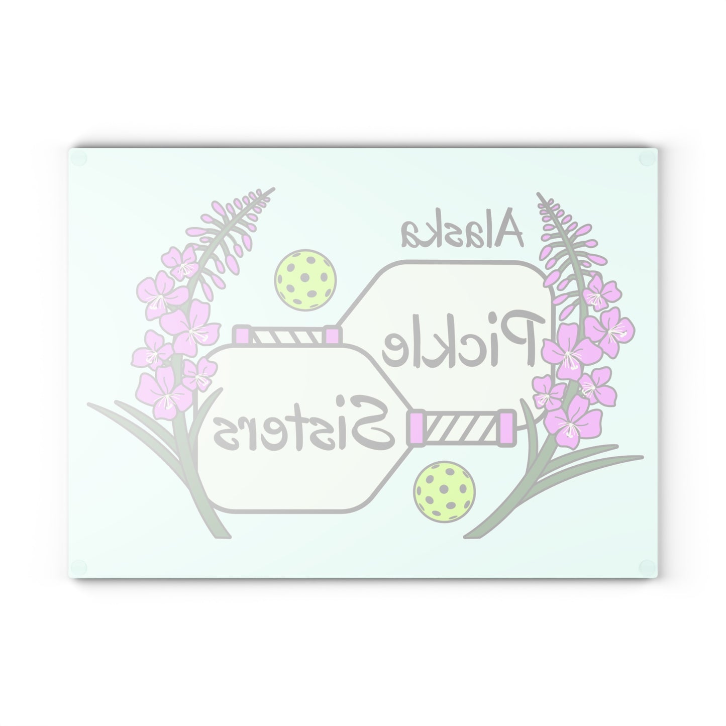 Alaska Pickleball Sisters Glass Cutting Board