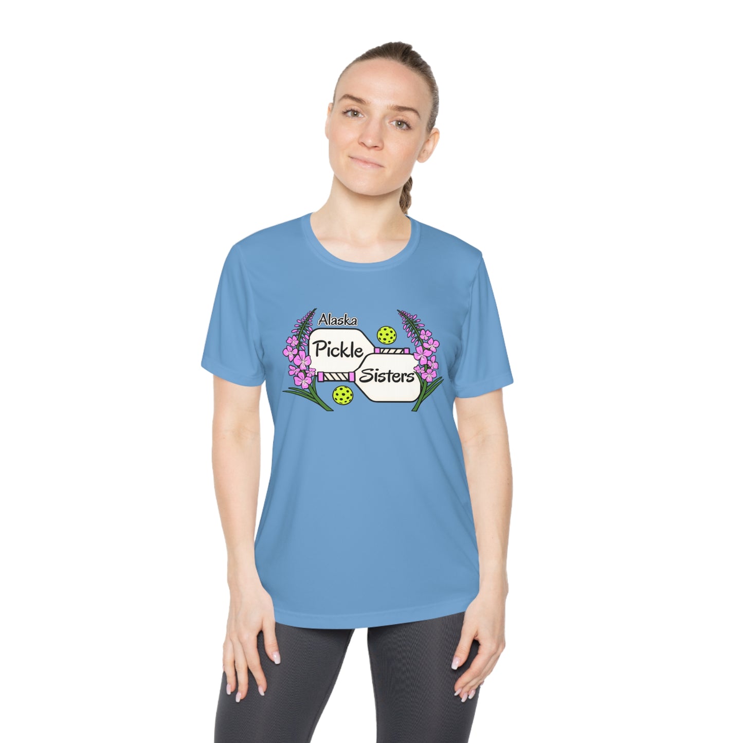 Ladies Pickleball Sister Tee — "Pickle Sisters" Floral Pickleball Shirt