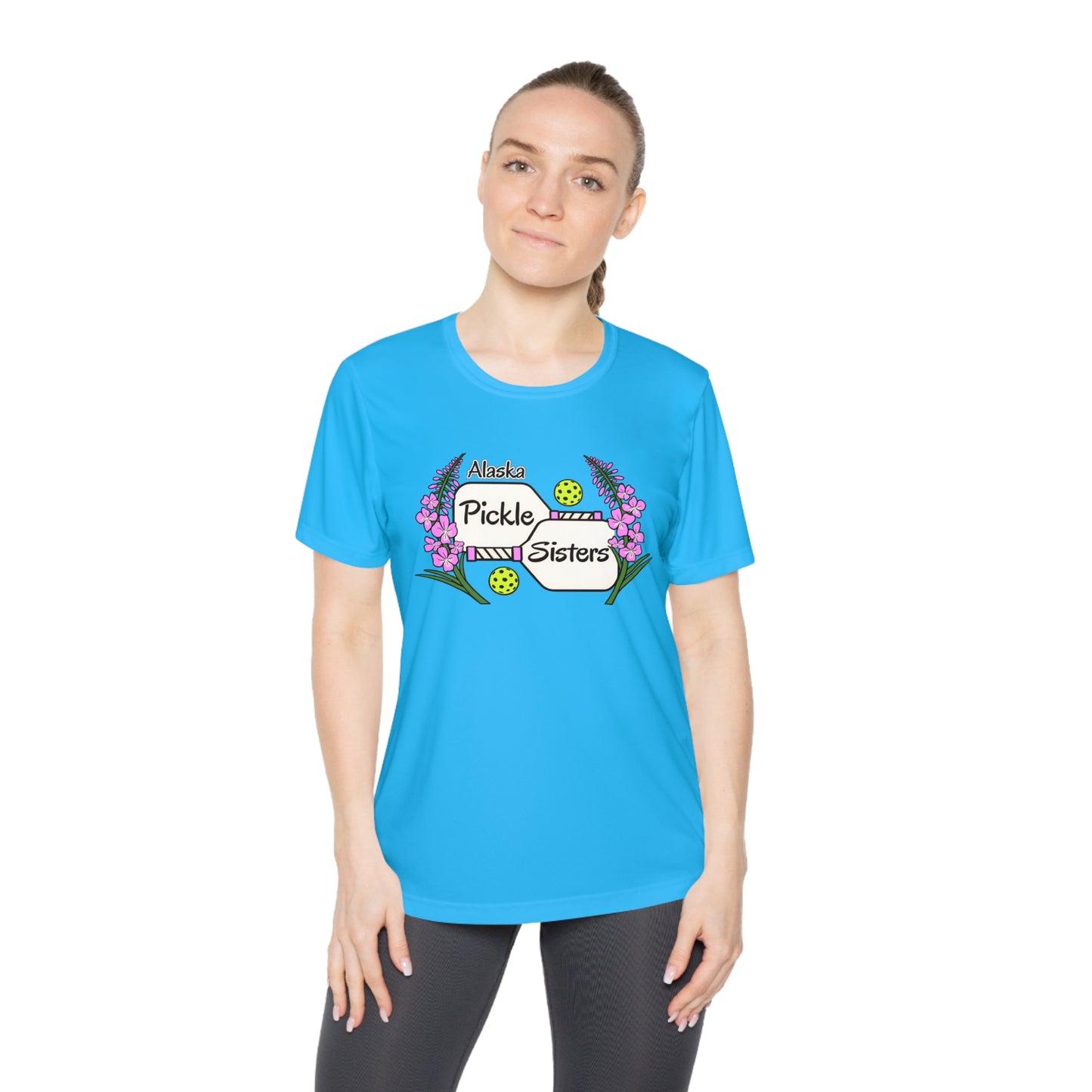 Ladies Pickleball Sister Tee — "Pickle Sisters" Floral Pickleball Shirt